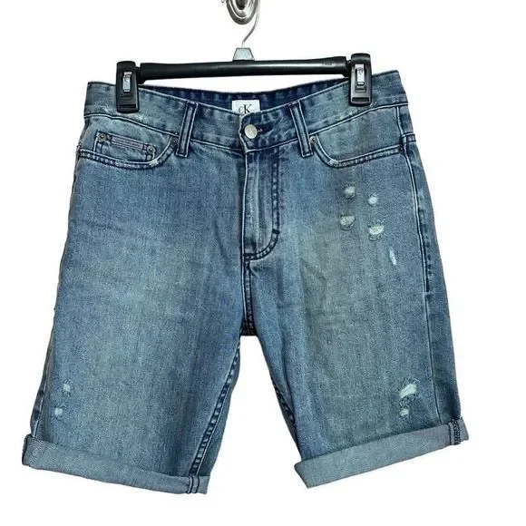 Calvin Klein distressed cut off jean shorts women’s 28 - Picture 2 of 6